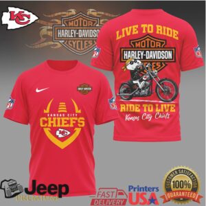 Kansas City Chiefs x Harley Davidson Live To Ride NFL Biker T Shirt