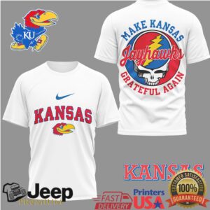 Kansas Jayhawks Make Kansas Grateful Again Retro Rock Mashup T Shirt
