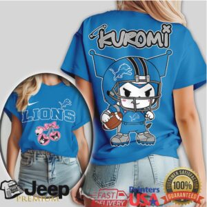 Kuromi x Detroit Lions Football Character Sportswear T Shirt Kuromi x Detroit Lions Football Character Sportswear T Shirt