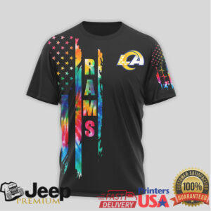 LA Rams Autism Awareness Puzzle Piece Tie Dye T Shirt