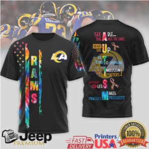 LA Rams Autism Awareness Puzzle Piece Tie Dye T Shirt