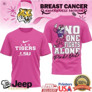 LSU Tigers No One Fights Alone Breast Cancer Awareness Pink Out T Shirt