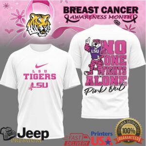 LSU Tigers No One Fights Alone Breast Cancer Awareness Pink Out T Shirt