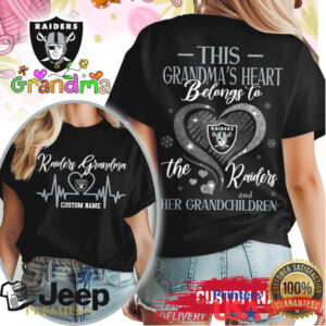 Las Vegas Raiders Grandma Heart T Shirt Personalized With Grandchildren Names Las Vegas Raiders Grandma Heart T Shirt Personalized With Grandchildren Names