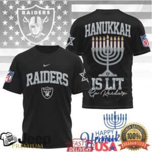 Las Vegas Raiders Hanukkah Is Lit Menorah T Shirt Las Vegas Raiders Hanukkah Is Lit Menorah T Shirt