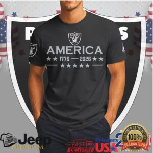 Las Vegas Raiders Happy 250th Anniversary America 1776 2026 Skull T Shirt