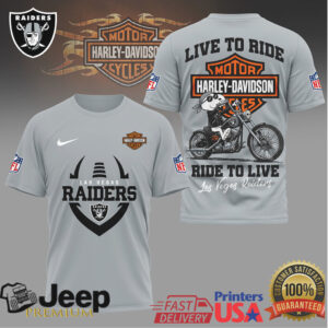 Las Vegas Raiders Harley Davidson Live To Ride Football T Shirt Las Vegas Raiders Harley Davidson Live To Ride Football T Shirt