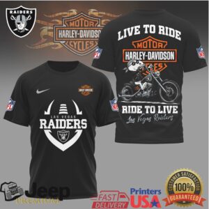 Las Vegas Raiders Harley Davidson Live To Ride Football T Shirt