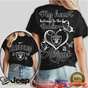 Las Vegas Raiders My Heart Belongs To The Raiders Always Butterfly T Shirt Las Vegas Raiders My Heart Belongs To The Raiders Always Butterfly T Shirt