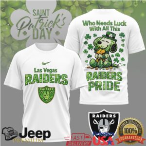 Las Vegas Raiders St. Patrick's Day Snoopy T Shirt Raiders Lucky Pride Tee