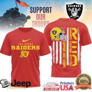 Las Vegas Raiders Support Our Troops RED Remember Everyone Deployed T Shirt Las Vegas Raiders Support Our Troops RED Remember Everyone Deployed T Shirt