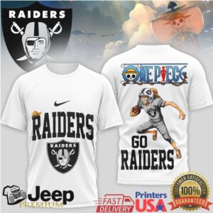 Las Vegas Raiders x One Piece Luffy NFL Pirate Crew T Shirt