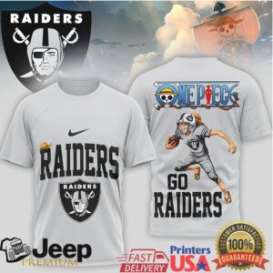 Las Vegas Raiders x One Piece Luffy NFL Pirate Crew T Shirt