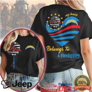 Los Angeles Chargers My Heart Belongs To A Firefighter Thin Red Line T Shirt Los Angeles Chargers My Heart Belongs To A Firefighter Thin Red Line T Shirt