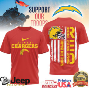 Los Angeles Chargers RED Support Our Troops Military Appreciation T Shirt Los Angeles Chargers RED Support Our Troops Military Appreciation T Shirt