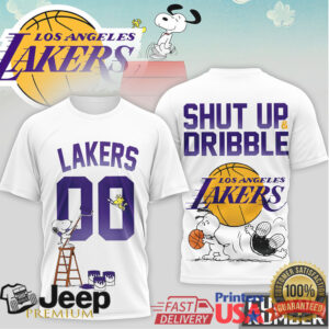 Los Angeles Lakers Snoopy Shut Up and Dribble Custom Name T Shirt (2)