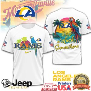 Los Angeles Rams NFL Tropical Margaritaville It's 5 O'Clock Somewhere T Shirt