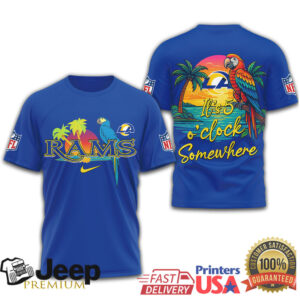 Los Angeles Rams NFL Tropical Margaritaville It's 5 O'Clock Somewhere T Shirt