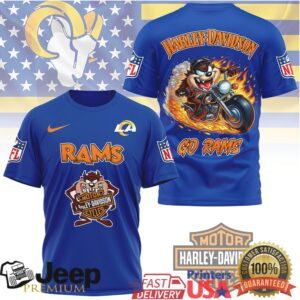 Los Angeles Rams x Harley Davidson Taz Motor Cycles T Shirt