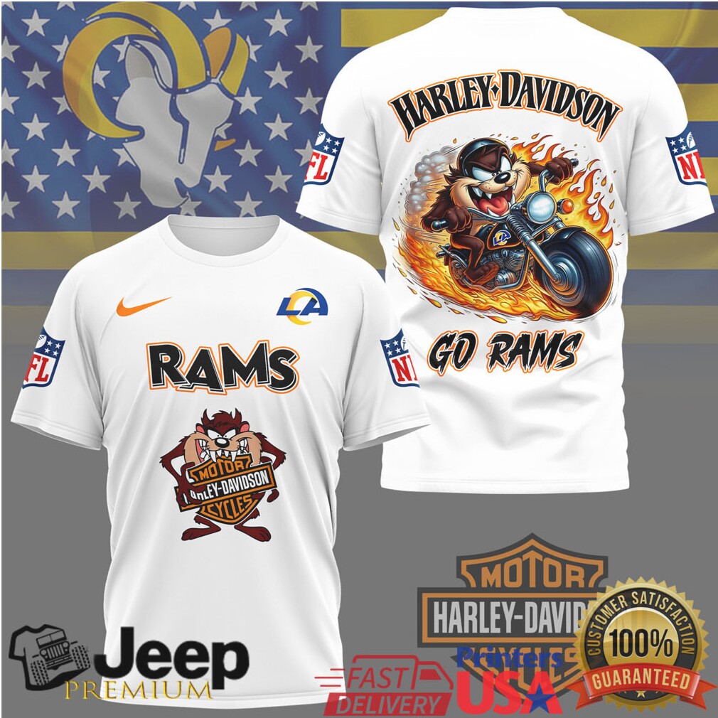 Los Angeles Rams x Harley Davidson Taz Motor Cycles T Shirt Los Angeles Rams x Harley Davidson Taz Motor Cycles T Shirt