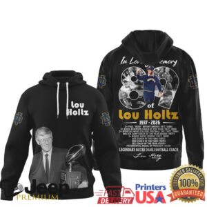 Lou Holtz In Loving Memory 1937 2026 Notre Dame Coach Tribute T Shirt