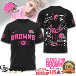 Machine Gun Kelly x Cleveland Browns Pink Graphic T Shirt MGK NFL Hometown Series Machine Gun Kelly x Cleveland Browns Pink Graphic T Shirt MGK NFL Hometown Series