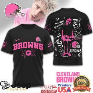 Machine Gun Kelly x Cleveland Browns Pink Graphic T Shirt MGK NFL Hometown Series