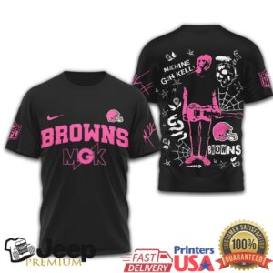 Machine Gun Kelly x Cleveland Browns Pink Graphic T Shirt MGK NFL Hometown Series