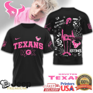 Machine Gun Kelly x Houston Texans Pink Graphic T Shirt MGK NFL Music Collab Machine Gun Kelly x Houston Texans Pink Graphic T Shirt MGK NFL Music Collab