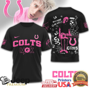 Machine Gun Kelly x Indianapolis Colts Pink Graphic T Shirt MGK NFL Fan Gear Machine Gun Kelly x Indianapolis Colts Pink Graphic T Shirt MGK NFL Fan Gear