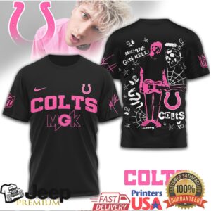 Machine Gun Kelly x Indianapolis Colts Pink Graphic T Shirt MGK NFL Fan Gear