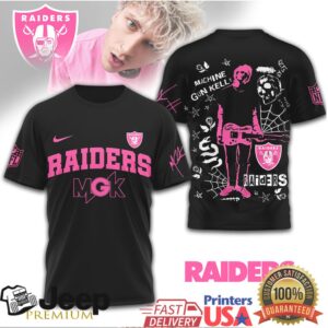 Machine Gun Kelly x Las Vegas Raiders Pink Graphic T Shirt MGK NFL Punk Style