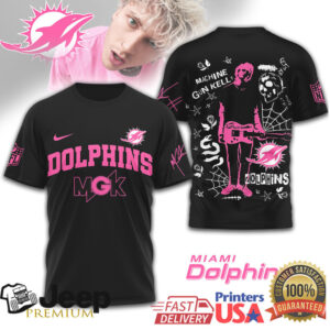 Machine Gun Kelly x Miami Dolphins Pink Graphic T Shirt MGK NFL Merchandise Machine Gun Kelly x Miami Dolphins Pink Graphic T Shirt MGK NFL Merchandise