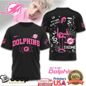 Machine Gun Kelly x Miami Dolphins Pink Graphic T Shirt MGK NFL Merchandise