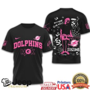 Machine Gun Kelly x Miami Dolphins Pink Graphic T Shirt MGK NFL Merchandise