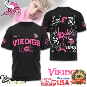 Machine Gun Kelly x Minnesota Vikings Pink Graphic T Shirt MGK NFL Streetwear Machine Gun Kelly x Minnesota Vikings Pink Graphic T Shirt MGK NFL Streetwear