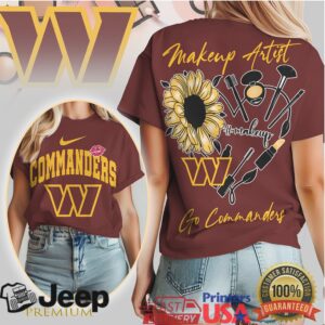 Makeup Artist Go Commanders Sunflower NFL Game Day T Shirt Makeup Artist Go Commanders Sunflower NFL Game Day T Shirt