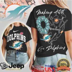 Makeup Artist Go Dolphins Sunflower Miami Football Fans T Shirt Makeup Artist Go Dolphins Sunflower Miami Football Fans T Shirt