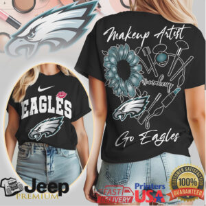 Makeup Artist Go Eagles Sunflower Philadelphia Football T Shirt