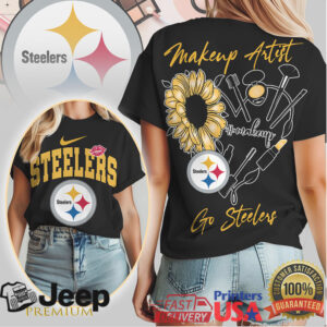 Makeup Artist Go Steelers Sunflower Pittsburgh Football Fans T Shirt