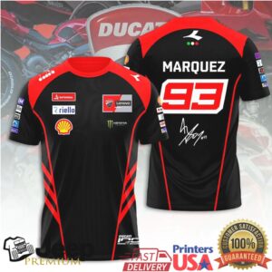 Marc Marquez 93 Ducati Lenovo Team MotoGP Racing Sport 3D T Shirt