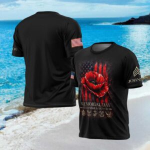 Memorial Day Poppy Flower Remember & Honor All Branches Military Shirt