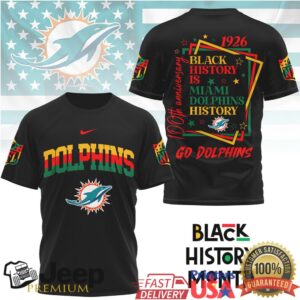 Miami Dolphins Black History Month 100th Anniversary T Shirt