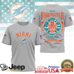 Miami Dolphins Firefighter T Shirt Orange and Aqua Fire Dept Graphic T Shirt