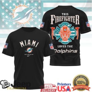 Miami Dolphins Firefighter T Shirt Orange and Aqua Fire Dept Graphic T Shirt