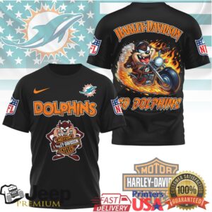Miami Dolphins Harley Davidson x Taz Looney Tunes Graphic T Shirt