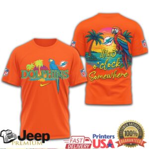 Miami Dolphins It’s 5 O’Clock Somewhere Sunset Parrot Fan Shirt Miami Dolphins It’s 5 O’Clock Somewhere Sunset Parrot Fan Shirt