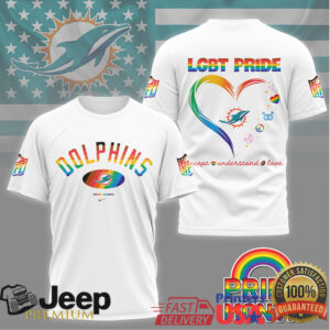 Miami Dolphins LGBT Pride Month Rainbow Heart T Shirt