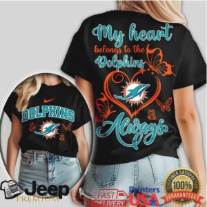 Miami Dolphins My Heart Belongs To The Dolphins Always Butterfly T Shirt Miami Dolphins My Heart Belongs To The Dolphins Always Butterfly T Shirt