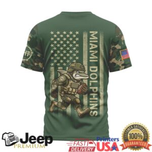 Miami Dolphins Patriotic Military T Shirt Dolphins Mascot Soldier & US Flag